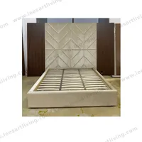 #07767 Luxury Bedroom Set Upholstered Soft Wall Panel  Background Interior Decoration Custom High Big Headboard Villa Bed