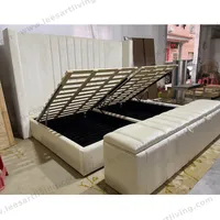 #07771  Luxury Bedroom Set Upholstered Soft Wall Panel Background Interior Decoration Custom High Big Headboard Villa Bed