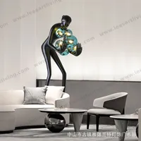 L1200 Modern Sculpture Holding Ball LED Floor Lamp for Hotel Lobby Exhibition Lighting