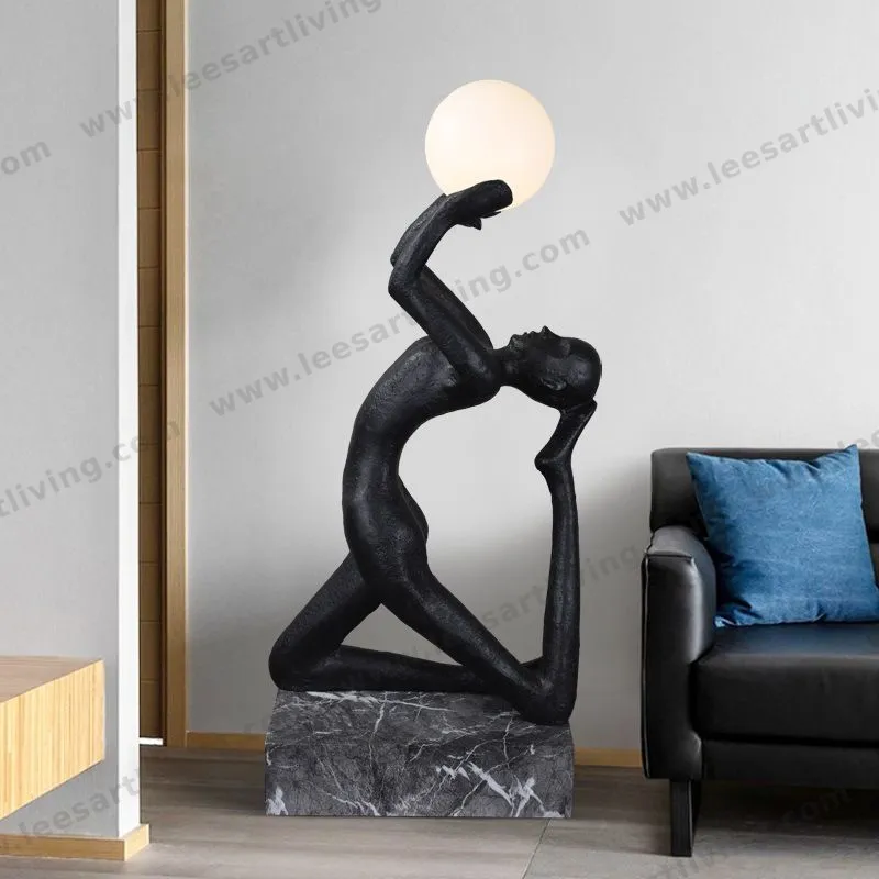 HJ-BD Modern Sculpture Holding Ball LED Floor Lamp for Hotel Lobby Exhibition Lighting