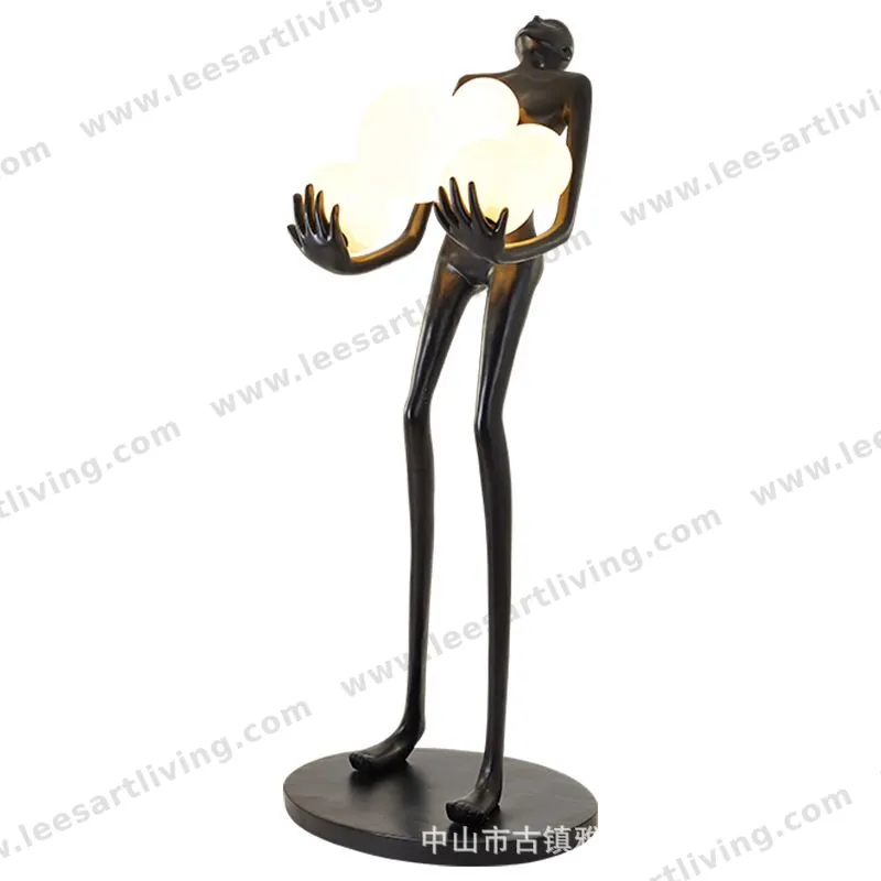 L1200 Modern Sculpture Holding Ball LED Floor Lamp for Hotel Lobby Exhibition Lighting