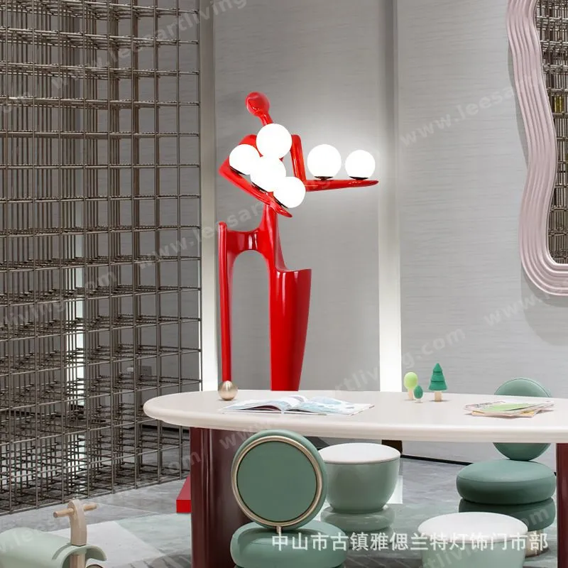 L1200 Modern Sculpture Holding Ball LED Floor Lamp for Hotel Lobby Exhibition Lighting