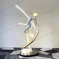 HJ-L2048  Modern Sculpture Holding Ball LED Floor Lamp for Hotel Lobby Exhibition Lighting