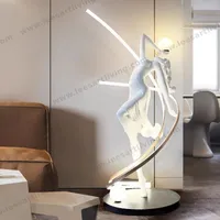 HJ-L2048  Modern Sculpture Holding Ball LED Floor Lamp for Hotel Lobby Exhibition Lighting