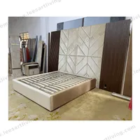 #07767 Luxury Bedroom Set Upholstered Soft Wall Panel  Background Interior Decoration Custom High Big Headboard Villa Bed