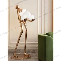 HJ-LI003 Modern Sculpture Holding Ball LED Floor Lamp for Hotel Lobby Exhibition Lighting