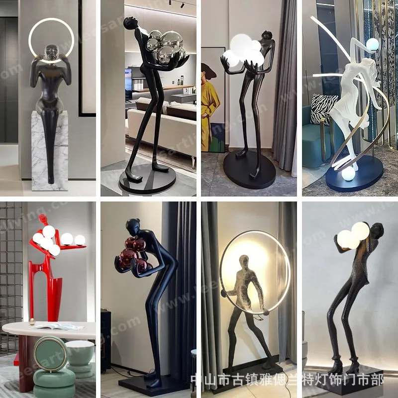 L1200 Modern Sculpture Holding Ball LED Floor Lamp for Hotel Lobby Exhibition Lighting