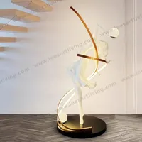 HJ-L2048  Modern Sculpture Holding Ball LED Floor Lamp for Hotel Lobby Exhibition Lighting