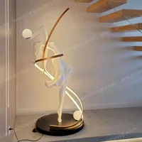 HJ-L2048  Modern Sculpture Holding Ball LED Floor Lamp for Hotel Lobby Exhibition Lighting
