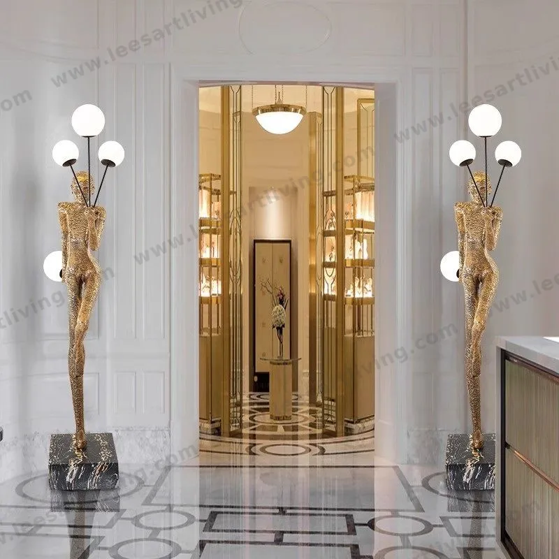 HJ-BD Modern Sculpture Holding Ball LED Floor Lamp for Hotel Lobby Exhibition Lighting