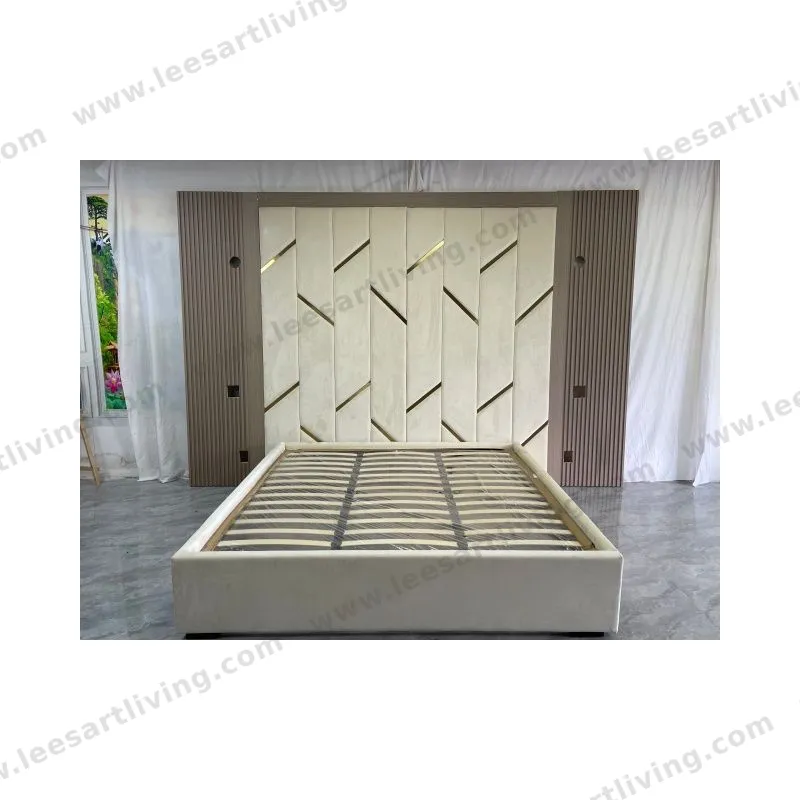 # 07772  Luxury Bedroom Set Upholstered Soft Wall Panel Background Interior Decoration Custom High Big Headboard Villa Bed