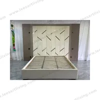 # 07772  Luxury Bedroom Set Upholstered Soft Wall Panel Background Interior Decoration Custom High Big Headboard Villa Bed