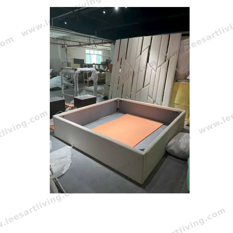 #07707 Luxury Bedroom Set Upholstered Soft Wall Panel Background Interior Decoration Custom High Big Headboard Villa Bed