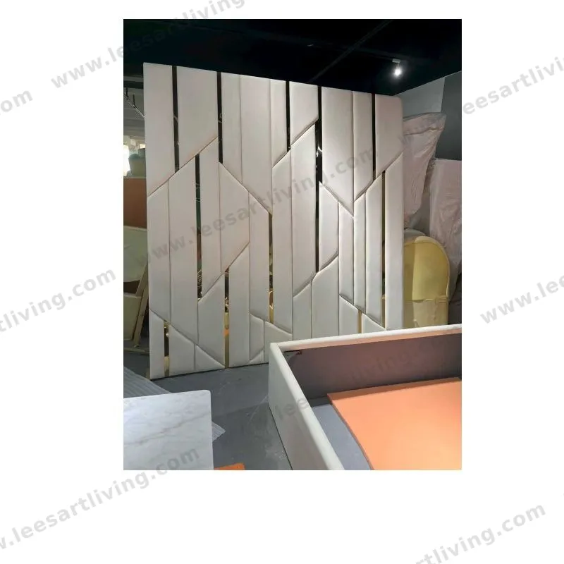 #07707 Luxury Bedroom Set Upholstered Soft Wall Panel Background Interior Decoration Custom High Big Headboard Villa Bed