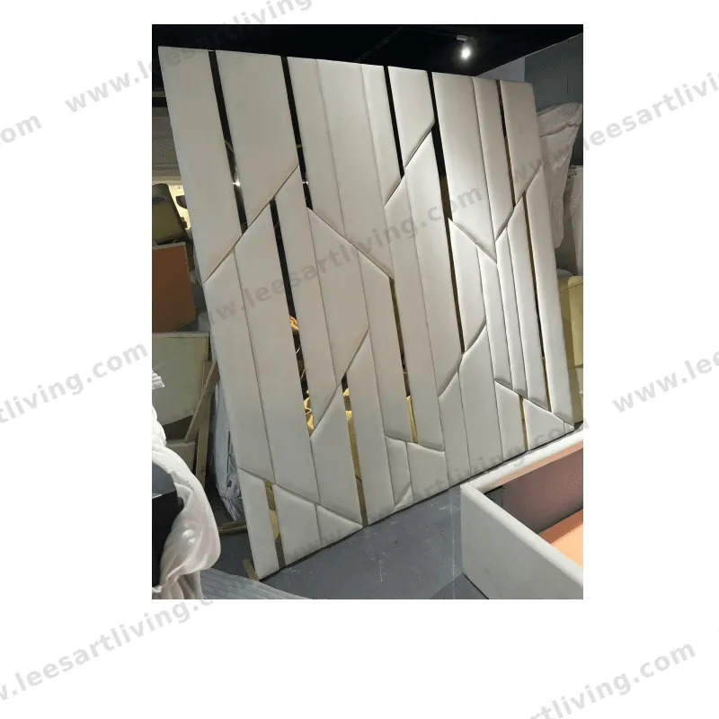 #07707 Luxury Bedroom Set Upholstered Soft Wall Panel Background Interior Decoration Custom High Big Headboard Villa Bed