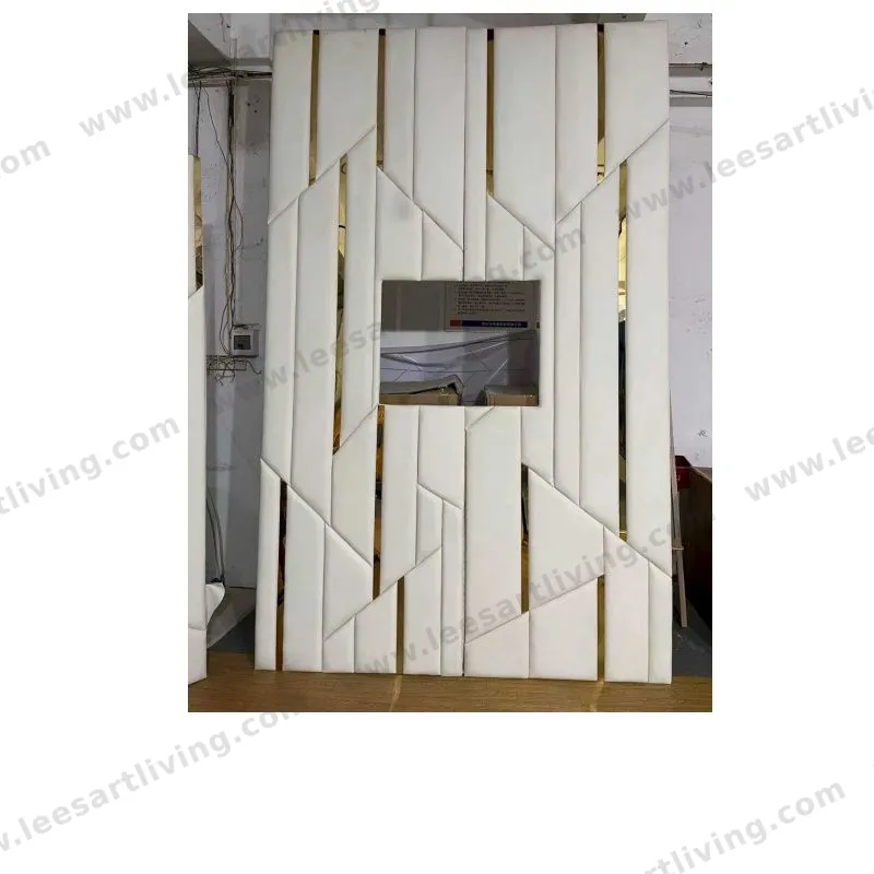 #07702-2  Luxury Bedroom Set Upholstered Soft Wall Panel Background Interior Decoration Custom High Big Headboard Villa Bed