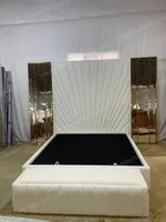 260311 Luxury Bedroom Set Upholstered Soft Wall Panel Background Interior Decoration Custom High Big Headboard Villa Bed