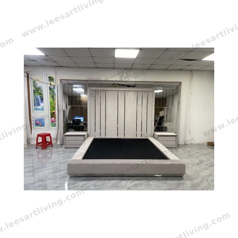 #260512 Luxury Bedroom Set Upholstered Soft Wall Panel Background Interior Decoration Custom High Big Headboard Villa Bed