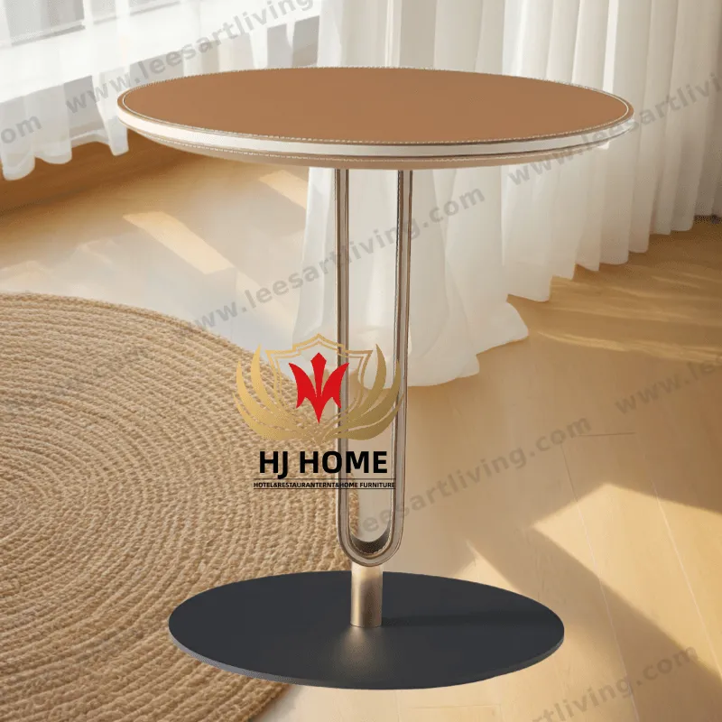 MT001# Carbon Steel Saddle Leather Small Coffee Table Bar Office Hotel Sofa Side Table