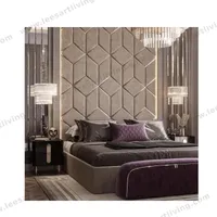 WALLPANELS0105 HJ HOME Easy Install Hotel Upholstery Velvet Fabric Leather Soft Wall Panels Mirrors Background Interior Big Headboard Villa Bed