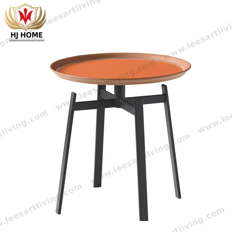 MT003# Carbon Steel Saddle Leather Small Coffee Table Bar Office Hotel Sofa Side Table