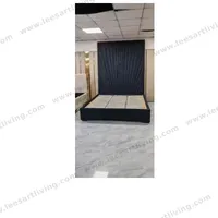 #07773 Luxury Bedroom Set Upholstered Soft Wall Panel Background Interior Decoration Custom High Big Headboard Villa Bed