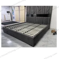 #07778  Luxury Bedroom Set Upholstered Soft Wall Panel Background Interior Decoration Custom High Big Headboard Villa Bed