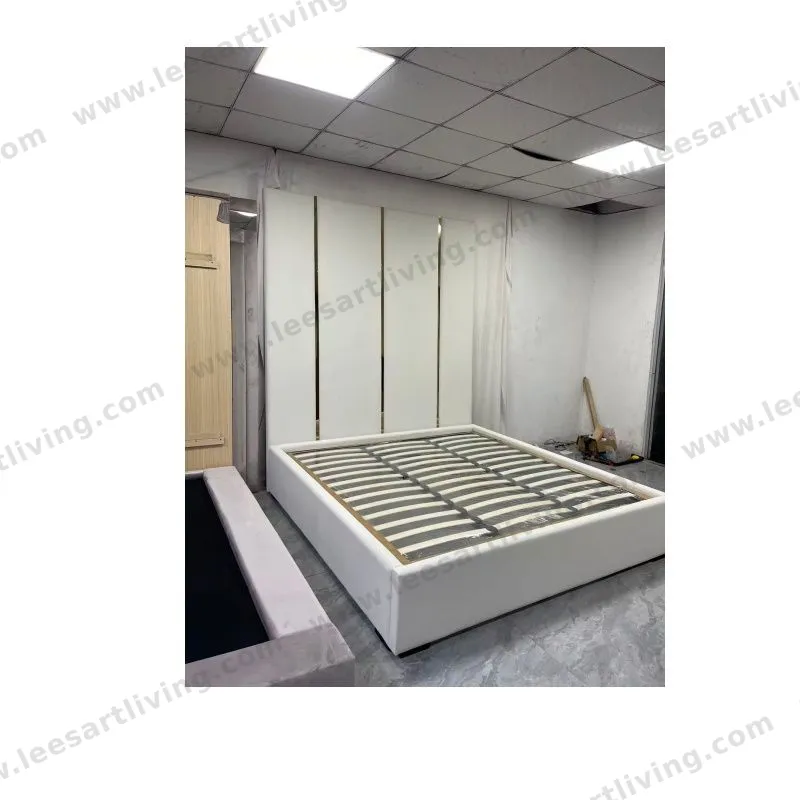 #07779 Luxury Bedroom Set Upholstered Soft Wall Panel Background Interior Decoration Custom High Big Headboard Villa Bed