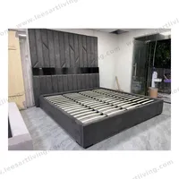 #07778  Luxury Bedroom Set Upholstered Soft Wall Panel Background Interior Decoration Custom High Big Headboard Villa Bed