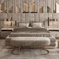 WALLPANELS0102 HJ HOME Easy Install Hotel Upholstery Velvet Fabric Leather Soft Wall Panels Mirrors Background Interior Big Headboard Villa Bed
