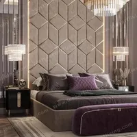 WALLPANELS0105 HJ HOME Easy Install Hotel Upholstery Velvet Fabric Leather Soft Wall Panels Mirrors Background Interior Big Headboard Villa Bed