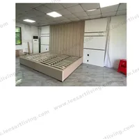 #07774 Luxury Bedroom Set Upholstered Soft Wall Panel Background Interior Decoration Custom High Big Headboard Villa Bed