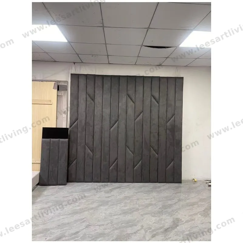 #07778-2  Luxury Bedroom Set Upholstered Soft Wall Panel Background Interior Decoration Custom High Big Headboard Villa Bed