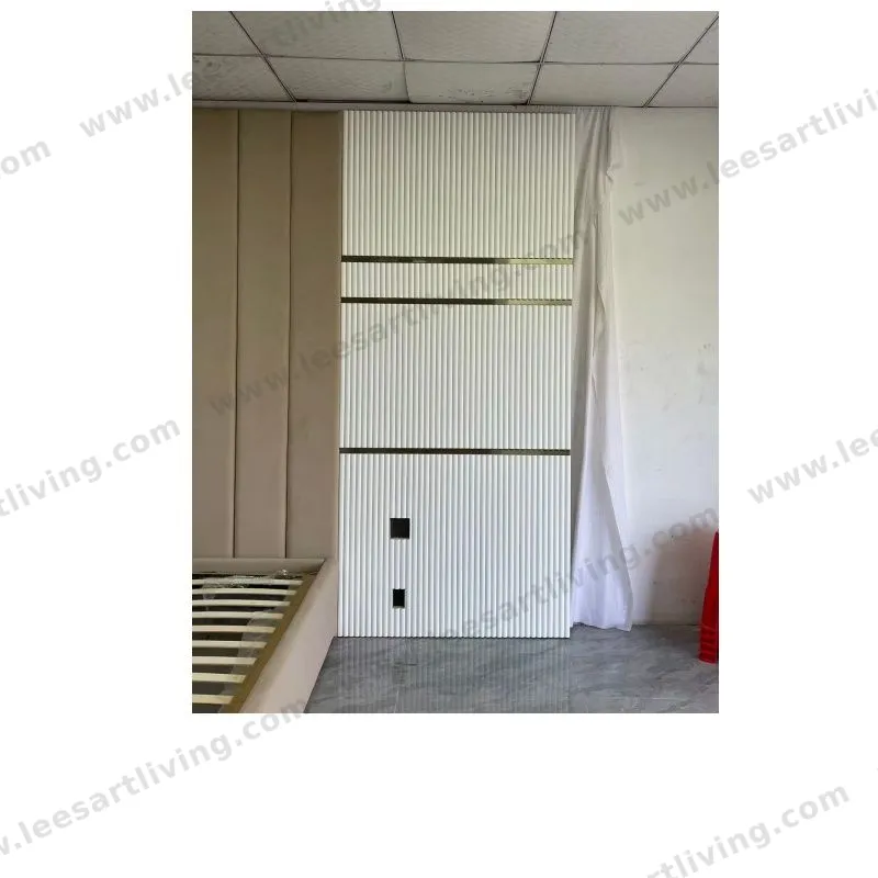 #07774 Luxury Bedroom Set Upholstered Soft Wall Panel Background Interior Decoration Custom High Big Headboard Villa Bed