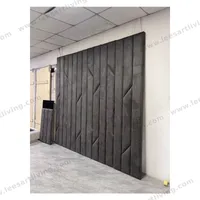 #07778-2  Luxury Bedroom Set Custom Dark Grey Upholstered Wall Panel With Vertical Channel And Geometric Chevron Detailing For Headboard Feature Wall And Whole House Soft Furniture OEM ODM