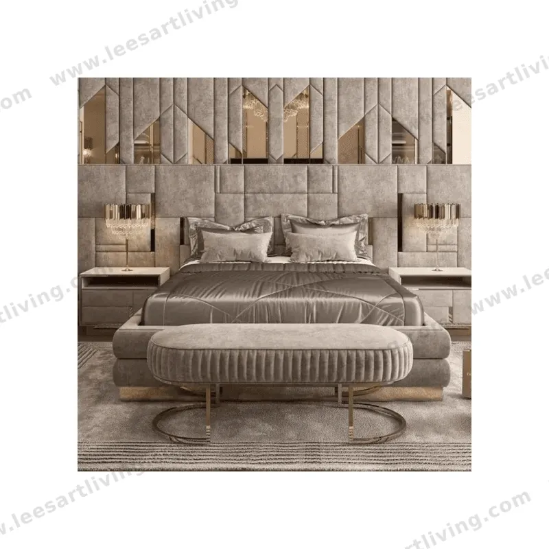 WALLPANELS0102 HJ HOME Easy Install Hotel Upholstery Velvet Fabric Leather Soft Wall Panels Mirrors Background Interior Big Headboard Villa Bed