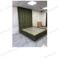 #07777 Luxury Bedroom Set Upholstered Soft Wall Panel Background Interior Decoration Custom High Big Headboard Villa Bed