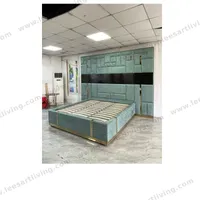 #07776 Luxury Bedroom Set Upholstered Soft Wall Panel Background Interior Decoration Custom High Big Headboard Villa Bed