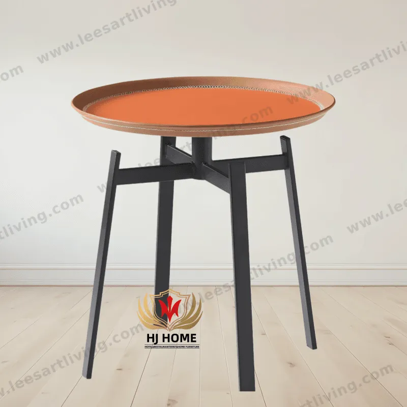 MT003# Carbon Steel Saddle Leather Small Coffee Table Bar Office Hotel Sofa Side Table