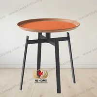 MT003# Carbon Steel Saddle Leather Small Coffee Table Bar Office Hotel Sofa Side Table