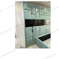 #07776 Luxury Bedroom Set Upholstered Soft Wall Panel Background Interior Decoration Custom High Big Headboard Villa Bed