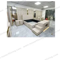 #07770  Luxury Bedroom Set Upholstered Soft Wall Panel Background Interior Decoration Custom High Big Headboard Villa Bed