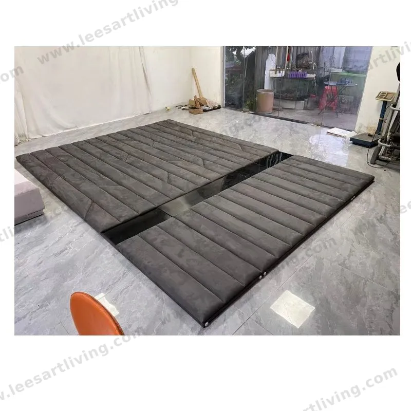#07778-3  Luxury Bedroom Set Upholstered Soft Wall Panel Background Interior Decoration Custom High Big Headboard Villa Bed