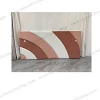 #07781  Luxury Bedroom Set Custom Upholstered Curved Headboard Wall Panel With Modern Geometric Color Block Design OEM ODM Whole House Soft Furniture