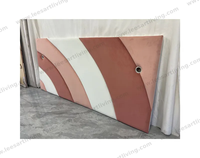 #07781  Luxury Bedroom Set Custom Upholstered Curved Headboard Wall Panel With Modern Geometric Color Block Design OEM ODM Whole House Soft Furniture