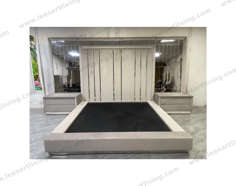 #260512 Luxury Bedroom Set Upholstered Soft Wall Panel Background Interior Decoration Custom High Big Headboard Villa Bed