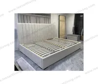 Custom Oversized Upholstered Platform Bed With Vertical Channel Tufted Headboard OEM ODM Whole House Soft Furniture