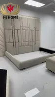 #HJ202562 HJ HOME Easy Install Hotel Upholstery Velvet Fabric Leather Soft Wall Panels Mirrors Background Interior Big Headboard Villa Bed