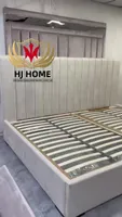Custom Oversized Upholstered Platform Bed With Vertical Channel Tufted Headboard OEM ODM Whole House Soft Furniture