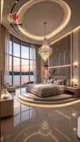Luxury Modern Upholstered Bed With Modular Headboard Wall Panel And LED Lighting Customizable For Villa